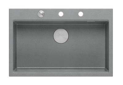 Quadri Hard Rock grigio granito lavello da incasso grande 76x50cm completo di tappo in acciaio inox e accessori 1208967430