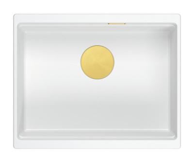 Quadri Newport II lavello sottotop in granito bianco 560x450mm con tappo dorato 1208967451