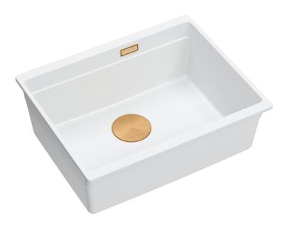 Quadri Newport II lavello sottotop in granito bianco 560x450mm con tappo in rame 1208967452