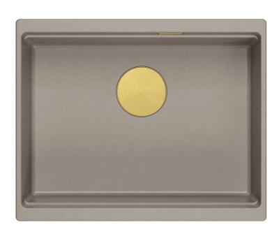 Quadri Newport II granito sottopiano taupe lavello 560x450mm  con tappo e coperchio di scarico dorati 1208967454