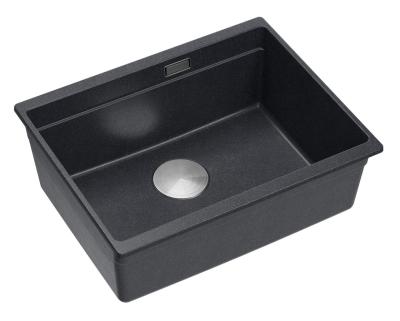 Quadri Newport II lavello sottotop in granito antracite 560x450mm  con tappo e coperchio di scarico in acciaio inossidabile 1208967459