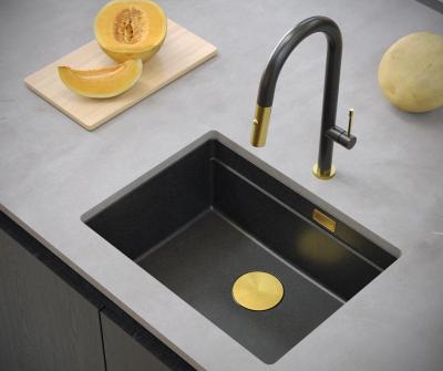 Quadri Newport II granito sottotop antracite lavello 560x450mm con tappo e tappo di scarico dorati 1208967460