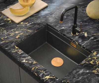Quadri Newport II granito sottopiano antracite lavello 560x450mm con tappo in rame e tappo di scarico 1208967461