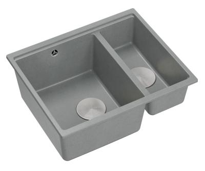 Quadri Newport II grigio, lavello in granito da 1,5 vasca, installazione sia a incasso che sottotop, 555x460mm con tappo in acciaio inossidabile 1208967469.