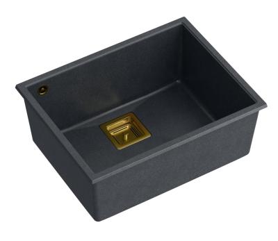 Quadri Quadrangle antracite granito sottotop lavello 55x42 cm con tappo dorato 1208967479