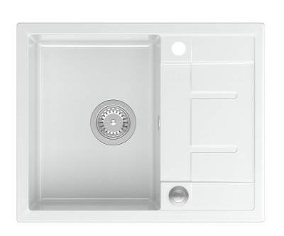 Quadri Dalton lavello da appoggio in granito bianco con scolapiatti 62x50cm con tappo in acciaio inossidabile 1208967573