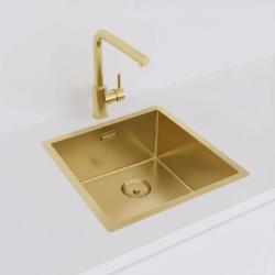 Pure.Sink Prestige lavello 40x40 cm PVD Oro raggio 10mm installazione sottopiano, filo top e da appoggio PPG4040-60