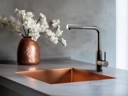 Pure.Sink Prestige lavello 40x40 cm PVD Rame raggio 10mm sottopiano, filo piano e soprapiano PPG4040-62