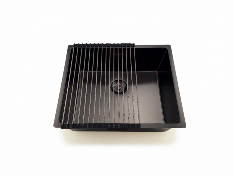 Pure.Sink Prestige lavello 50x40 cm PVD Gun Metal raggio 10 mm per installazione sottotop, filotop e sopratop PPG5040-61.
