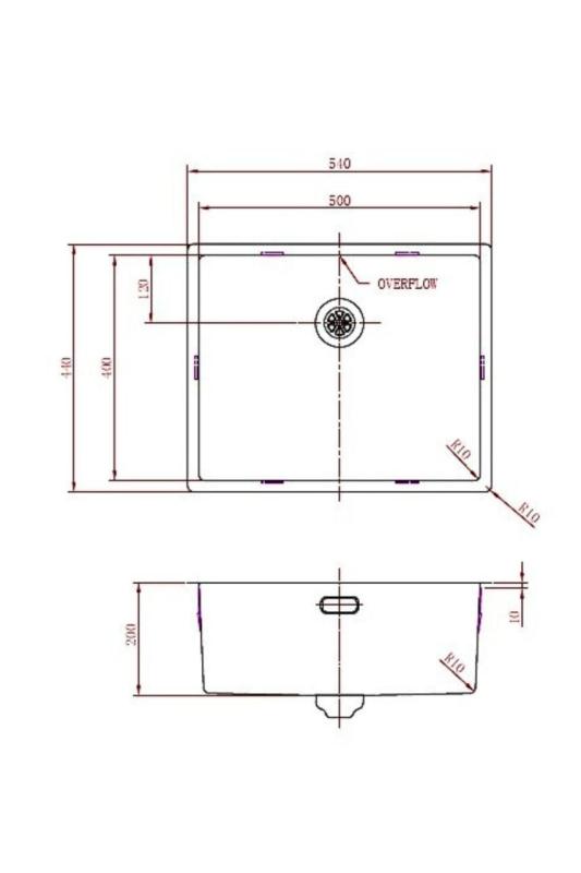 Pure.Sink Prestige lavello 50x40 cm PVD Gun Metal raggio 10 mm per installazione sottotop, filotop e sopratop PPG5040-61.
