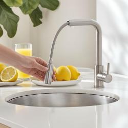 Pure.Sink Elite Steel Spark-S rubinetto da cucina in Acciaio Inox con bocca estraibile PS8041-02