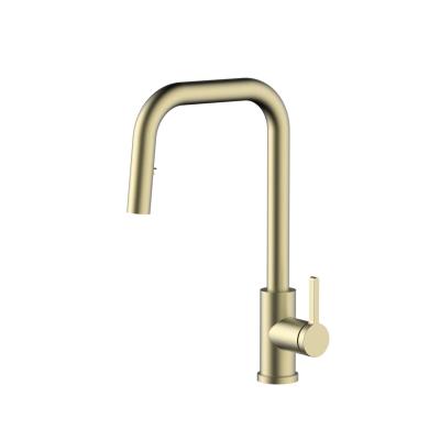 Pure.Sink Elite Steel Crystal-S rubinetto da cucina in PVD oro spazzolato con bocca estraibile PS8050-60.