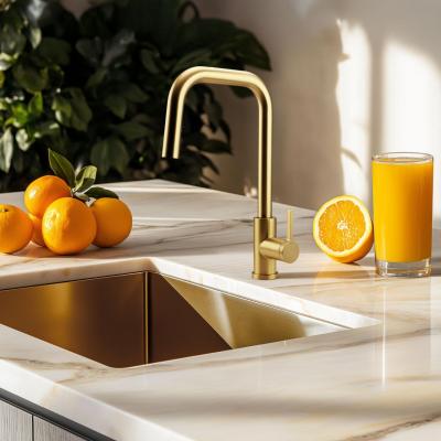 Pure.Sink Elite Steel Crystal-S rubinetto da cucina in PVD oro spazzolato con bocca estraibile PS8050-60.