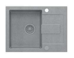 Quadri Sutton Grigio Lavello da Incasso in Granito 60x45cm con Scolapiatti, Reversibile con Tappo Grigio - 1208967750