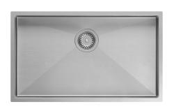 Aquadesign Zara Lavabo in acciaio inossidabile 74x44cm da incasso, installazione superficiale e sopraelevata con tappo in acciaio inossidabile - 1208967758