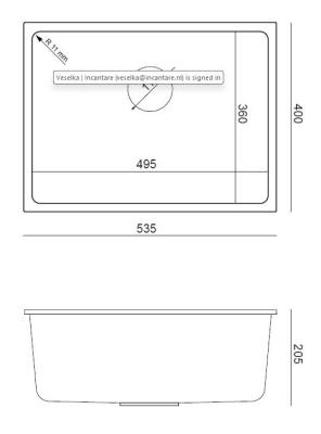 Quadri Elston Grigio Lavello da Incasso in Granito 495x360mm con Tappo in Acciaio Inox 1208967773