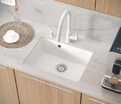 Quadri Elston Bianco Lavello da Incasso in Granito 495x360mm con Tappo in Acciaio Inox 1208967774