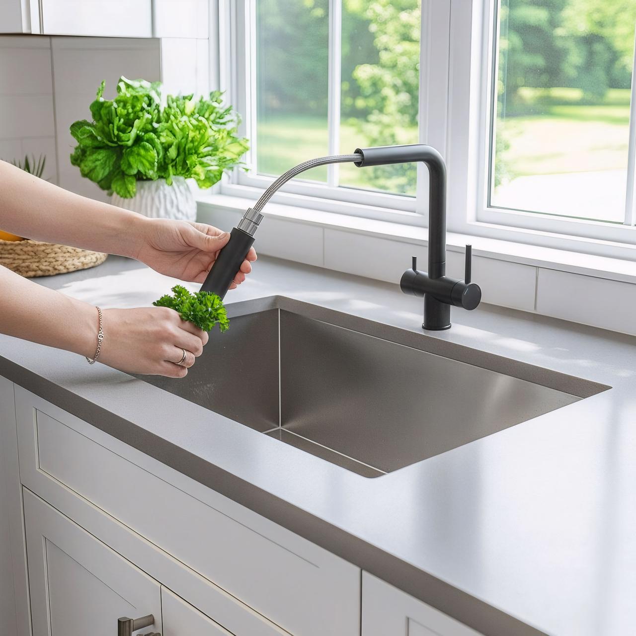 Quadri Ellesmere Miscelatore da Cucina Nero a 3 Vie con un Collegamento Extra per Acqua Filtrata 1208967780