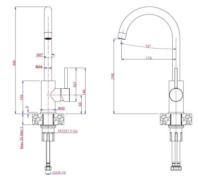 Set Quadri Kendal con Rubinetto da Cucina, Dispenser di Liquidi e Lavello in Granito Antracite Oro 60x44 cm con Scolapiatti e Tappo Oro e Troppopieno - 1208967843