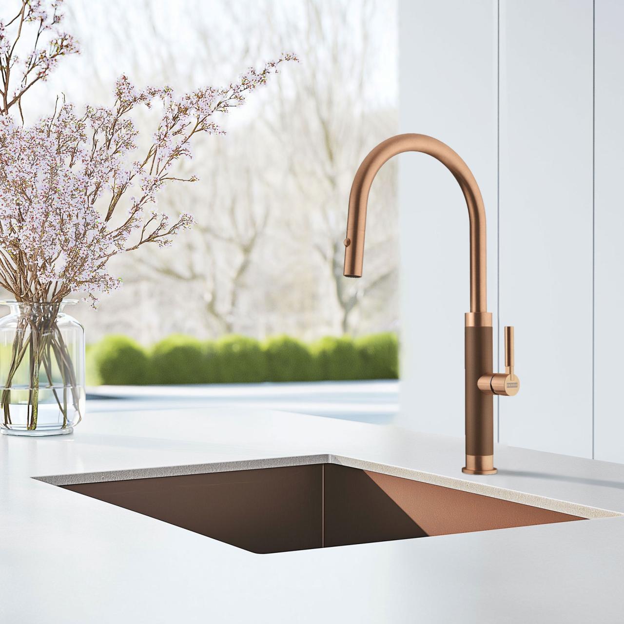Franke Mythos Masterpiece Rubinetto da Cucina Rame con Bocca a J e Doccetta Estraibile - 115.0711.557