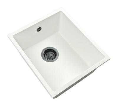 GraniteMy Universal Lavello in granito bianco 34x40 cm bianco da appoggio, da incasso e da incasso con tappo in canna di fucile 1208967904