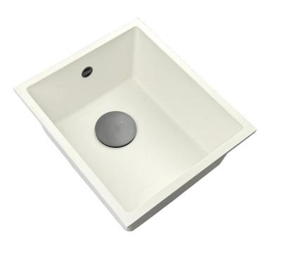 GraniteMy Universal Lavello in granito bianco 34x40 cm bianco da appoggio, da incasso e da incasso con tappo in canna di fucile 1208967904