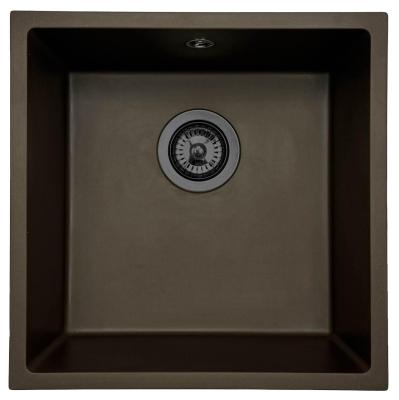 GraniteMy Universal Café Lavello in Granito 40x40 cm a Incasso, Sottopiano e Filotop con Tappo in Metallo Gun - 1208967917