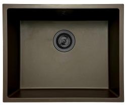 GraniteMy Lavello Universale in Granito per Cucina 50x40 cm montaggio a incasso, sottopiano e a filo con tappo in metallo gun- 1208967928