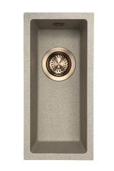 GraniteMy Universale lavello in granito beige sabbia piccolo 17x40 cm installazione sopratop, sottotop e a filo con tappo in rame 1208968004