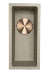 GraniteMy Universale lavello in granito beige sabbia piccolo 17x40 cm installazione sopratop, sottotop e a filo con tappo in rame 1208968004