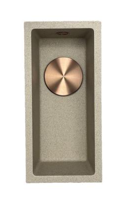 GraniteMy Universal granito beige sabbia piccolo lavello 17x40 cm da appoggio, sottopiano e incasso con tappo in rame 1208968004