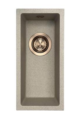 GraniteMy Universal granito beige sabbia piccolo lavello 17x40 cm da appoggio, sottopiano e incasso con tappo in rame 1208968004