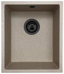GraniteMy Universale lavello in granito sabbia beige 34x40 cm montaggio a incasso, sottopiano e filo top con tappo nero 1208968010