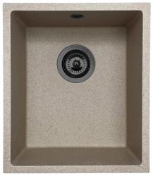GraniteMy Universale lavello in granito beige sabbia 34x40 cm montaggio a incasso, sottopiano e filo top con tappo in metallo canna di fucile 1208968011