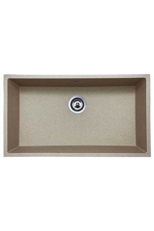 GraniteMy Universal lavello in granito beige sabbia 74x40 cm da incasso sotto piano e da incasso con tappo in acciaio inox 1208968017
