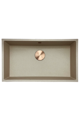 GraniteMy Universal lavello in granito beige sabbia 74x40 cm da appoggio, sottopiano e incasso con tappo in rame 1208968019