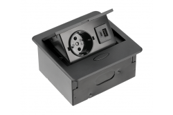 AVARO Incasso Presa per Mobili, 1x Presa Schuko, USB A+C, Cavo 1.5m, Nero