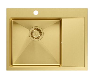 Aquadesign Clara Lavello Oro 62x48cm Da incasso o da appoggio con sgocciolatoio, foro per rubinetto e tappo dorato - 1208969502