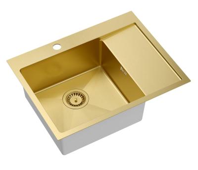 Aquadesign Clara Lavello Oro 62x48cm Da incasso o da appoggio con sgocciolatoio, foro per rubinetto e tappo dorato - 1208969502