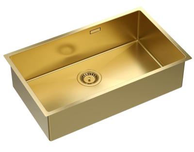 Aquadesign Zara Lavello Oro 74x44cm Sottopiano, Incasso e Soprapiano con Tappo Dorato - 1208969509