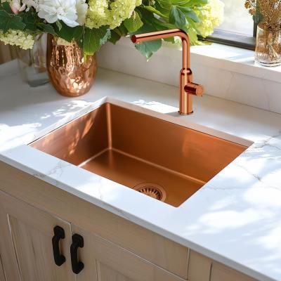 Aquadesign Zara Lavello in Rame 54x44cm Sottotop, Filotop e Sopratop con Tappo in Rame - 1208969513