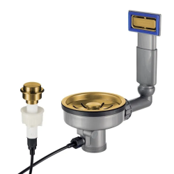 Lorreine Set di Sifoni per Lavello in Oro con Troppopieno e Pulsante per Svuotamento Automatico 1208969592