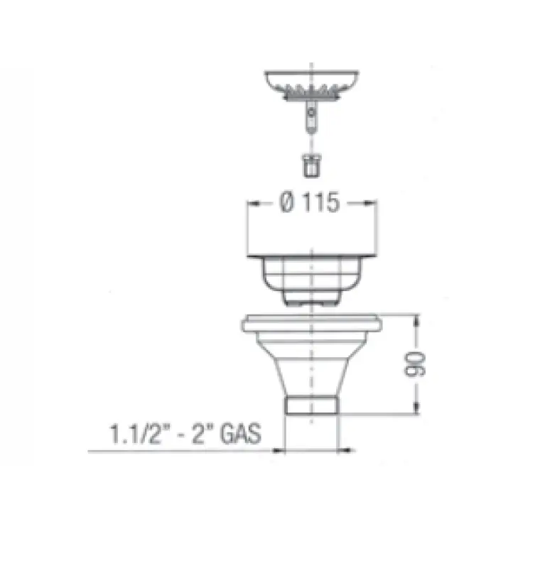 PB classic copper drain set for a kitchen sink with a lockable basket strainer 1208969738