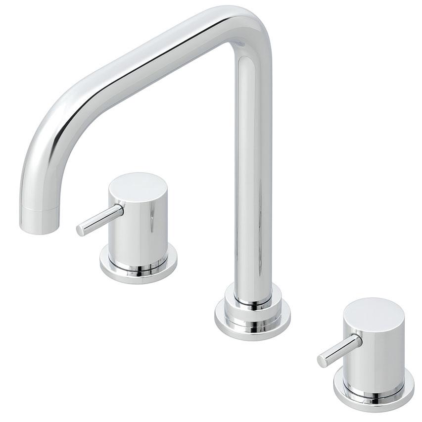 Waterevolution Flow rubinetto da cucina a 3 fori con beccuccio girevole e attacco per acqua filtrata cromo T152H01