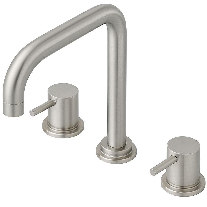 Waterevolution Flow rubinetto da cucina a 3 fori con beccuccio girevole e attacco per acqua filtrata in acciaio inox T152HIE