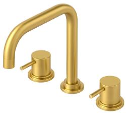 Waterevolution Flow miscelatore da cucina angolare a 3 fori con bocca di erogazione girevole e raccordo per acqua filtrata, light gold T152HWGE
