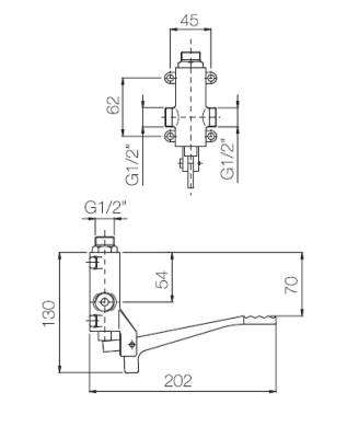 PB Pedal Line Rubinetto a Pedale Cromato per Montaggio a Parete 1208969754