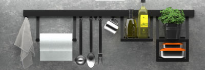 Gancio Epka Luxion per Binari da Cucina in Metallo Nero 1208969962