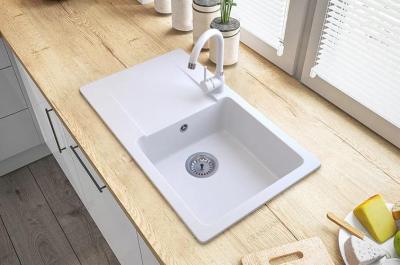 Graniteland Liri Granito Bianco lavandino con zona di scolo 765x448 mm 1208969990