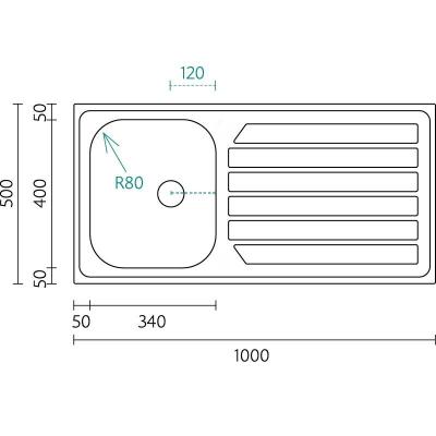 Banka Centurio 100-34 Lavello in acciaio inox da incasso 100x50 cm con sgocciolatoio 1208970033